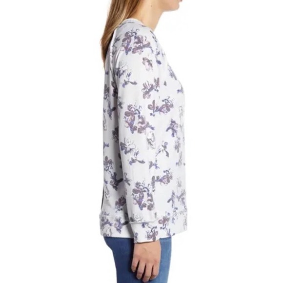 Caslon Cozy Floral Print Pullover Sweatshirt Size Small - Picture 3 of 7